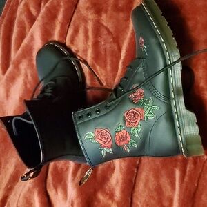 Dr Marten rose embroidered boots